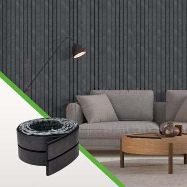 Imagem de Painel Ripado em PVC EVA Autocolante Decoração Revestimento Linha Urban+ Fácil Aplicação Meu Rodapé (Black, Rolo de 2,5 Metros)