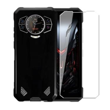 Imagem de WDMYLFTW Capa para Doogee S200 + película protetora de tela de vidro temperado - Capa protetora de TPU à prova de choque flexível de silicone transparente para Doogee S200 (preto)
