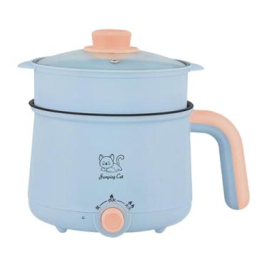 Imagem de SiaBiced Panela elétrica quente 1,8L Ramen Cooker Multifuncional Fácil de limpar Macarrão Cooker Panela elétrica portátil para macarrão Ovos Viagem, Panela E