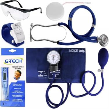 Imagem de Kit Acadêmico Completo C/Aparelho De Pressão E Esteto Cores (AZUL)
