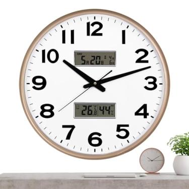 Imagem de Relógio de parede silencioso, relógio de parede decorativo - Relógio de parede com temperatura, umidade, calendário perpétuo,Relógio de parede moderno decorativo preciso da cozinha para quarto, banhei