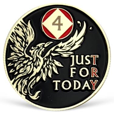 Imagem de Medalhão Phoenix 4 Year NA Just for Today Recovery Chip com Serenity Prayer NA AA Moeda de Sobriedade Quatro Anos Narcóticos Anônimos Presentes para Homens Mulheres Comemorando Vida Limpa e Sóbria