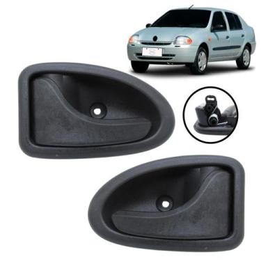 Imagem de Par Maçanetas Internas da Porta Clio Sedan 1999-2003 Preta - Felux