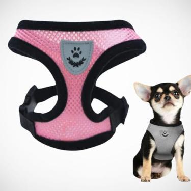 Imagem de PEITORAL COLETE PET Respirável para Cachorro e Gato Passeio Seguro Coleira com Guia (ROSA, PEQUENO - S)