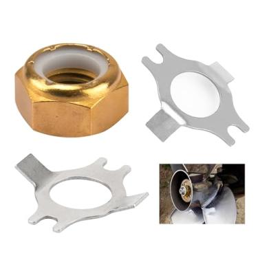 Imagem de Kit de arruela de porca e trava de suporte marítimo 18-3702 adequado para motores de motor de popa Mercury/Mariner de 30 hp-60 hp, kit de arruela de bloqueio de retentor de porca de hélice externa de