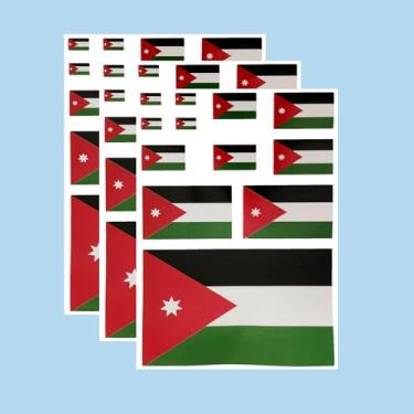 Imagem de Ruoming Ruoming Conjunto de adesivos de bandeira nacional de 3 peças, vários tamanhos, 3 folhas (Jordânia)