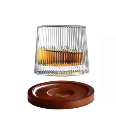 Imagem de Copo de Whisky com Base de Bambu 200ml Vidro Canelado Sofisticado