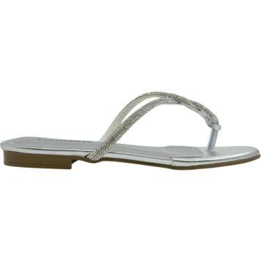 Imagem de Rasteirinha Dedo Feminina Casual Básica Dia a Dia Passeio Tiras Trançadas com Strass Via Marte 113-013