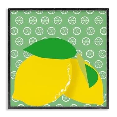 Imagem de Stupell Industries Design de arte de parede giclée emoldurado preto limão brilhante por Daniela Santiago, 12 x 12