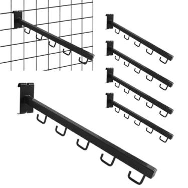 Imagem de 7RiversART Pacote com 5 ganchos para parede de grade, cachoeira, com 5 ganchos, acessórios de parede de grade, tubos quadrados, braço reto, ganchos de cascata para casa, loja, exibição de varejo