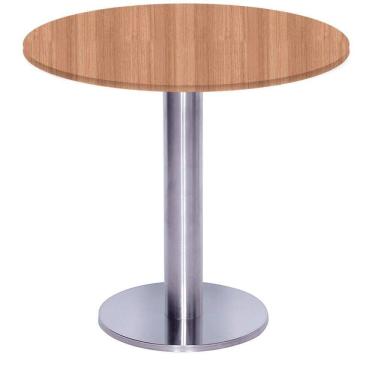 Imagem de Mesa Beta Big Inox 75 Cm (alt) Disco Redondo Tampo Mdp Redondo 70 Cm (larg) X 2,50 Cm (alt) Noce Naturalle