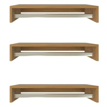 Imagem de Kit 3 Cabideiros De Parede Suspenso 70x25x11,5 Amadeirado