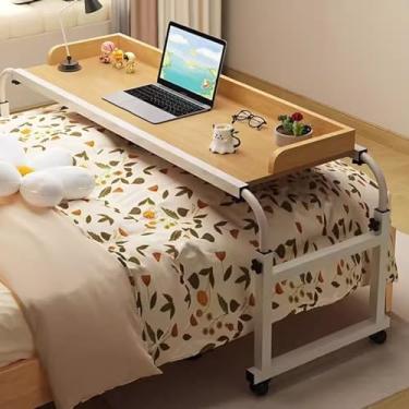 Imagem de Mesa para cama, suporte para computador com altura ajustável, bandeja de alimentos, mesa médica com defletor de mesa, mesa para casa, escritório, hospital