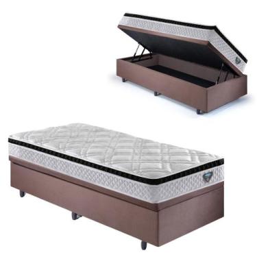 Imagem de Base Box Baú 88x188 Suede Marrom com Colchão Cama inHouse - B&G