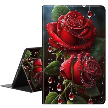 Imagem de RAUEDWDJS Capa para Samsung Galaxy Tab S10 FE (2025) / S9 FE 11 polegadas / S9 11 polegadas 5G, capa inteligente de couro PU fina com suporte para S-Pen e hibernar/despertar automático, rosa vermelha