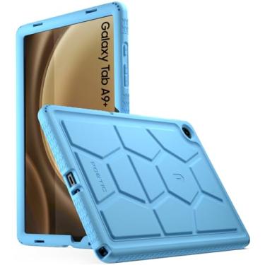 Imagem de Poetic Capa TurtleSkin projetada para Samsung Galaxy Tab A9+ Plus 11 polegadas 2023, capa de silicone resistente à prova de choque resistente para crianças, proteção contra quedas, azul claro