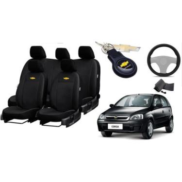 Imagem de Kit de Capas de Couro para Corsa 2007 - Couro Impermeável + Chaveiro +
