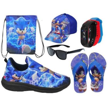Imagem de Tênis Infantil Masculino Personagem Carros/Sonic Menino Novo + Mochila