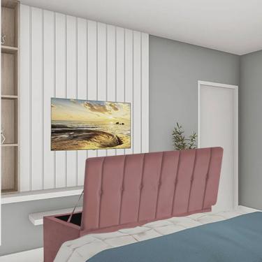 Imagem de Calçadeira Recamier Baú Kiara 90cm Solteiro Para Quarto Box Suede Rose Gold - Ahz Móveis