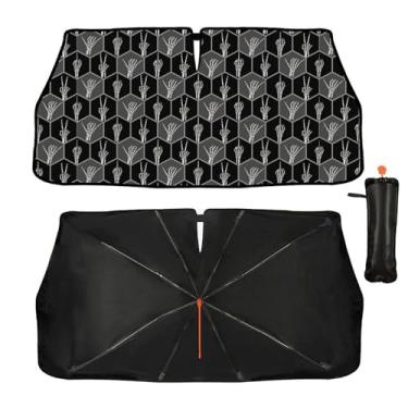 Imagem de Guarda-sol de para-brisa para carro crânio mãos janela frontal guarda-sol refletor UV guarda-chuva proteção solar pára-brisa automotivo capa de para-sol mantém o veículo fresco