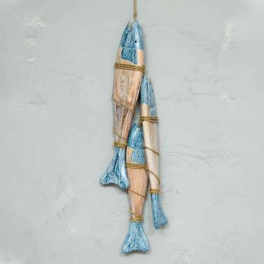 Imagem de Móbile Decorativo 3 Peixes Madeira Balsa Importado De Bali