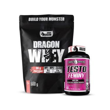 Imagem de Kit Testo Feminy Snake Dragon, pote 60 cápsulas e Dragon Whey Snake Dr