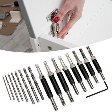 Imagem de Perfurador de Dobradiça, Broca de Dobradiça, Alça Sextavada, Autocentralização, Kit de Ferramentas Abridor de Buraco de Liga de Alumínio para Carpintaria, Brocas de Haste Sextavada