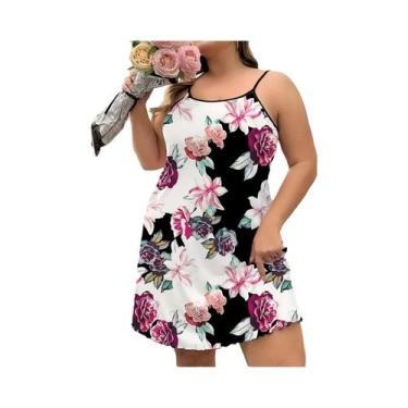 Imagem de Camisola de Seda com Estampa Floral - Tamanho Grande - Ajuste Solto, B