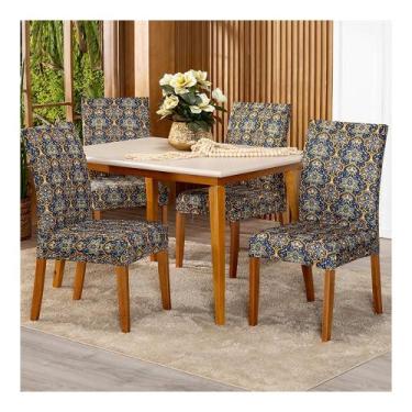 Imagem de Kit Capa de Cadeira Estampada 4 Lugares Malha Gel - Lenharo Enxovais, 