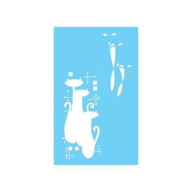 Imagem de Stencil De Parede Tamako Gatos - 55 X 90Cm - Ref 506 - Stencil Tamako