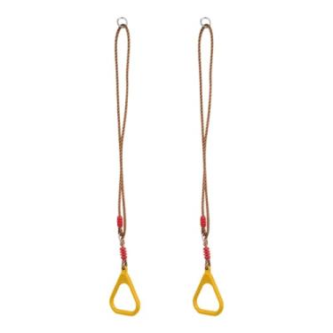 Imagem de Vaveren Argolas de ginástica para crianças, argolas de puxar, treino portátil com corda ajustável, exercícios de fitness em casa para quintal para crianças, Amarelo
