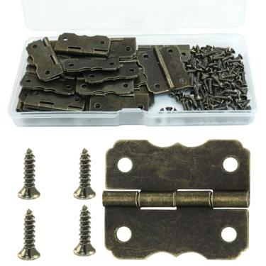 Imagem de LifCratms 30 peças pequenas dobradiças decorativas, mini dobradiças para artesanato, caixas de joias, armários, caixas pequenas de vários tipos (Bronze)