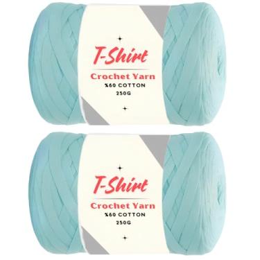Imagem de Art of Yarn Pacote com 2 camisetas de fios %60 algodão para crochê, tricô, macio% 40% tecido de poliéster, camiseta para iniciantes 500 g, porta-copos de 200 metros, bolsas perfeitas, cestas