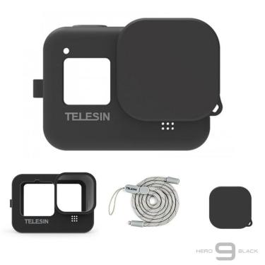 Imagem de Capa de Silicone Preto + Cordão GoPro 9, 10 e 11 Black - Telesin