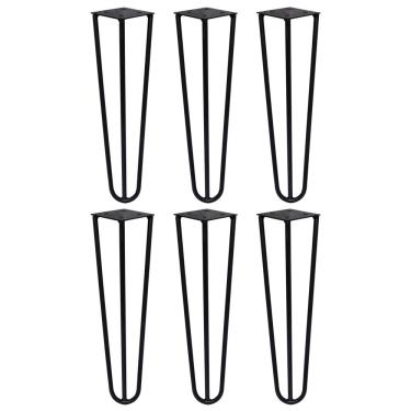 Imagem de Kit 6 Pés De Metal 25 Cm Legs Mesas De Centro Puffs Preto