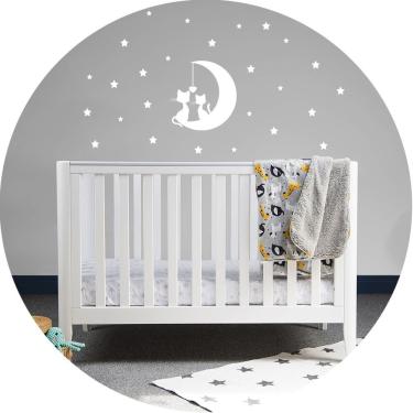 Imagem de Adesivo Parede Casal De Gatos Gatinhos Na Lua Titulos Branca