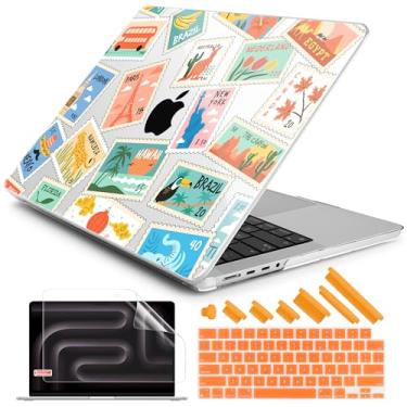 Imagem de DONGKE Capa rígida de plástico para MacBook Pro 14 polegadas com tela Retina XDR e Touch ID, 2024/2023/2021, chip M4 A3112 A3401 A3185, M3 A2918 A2992, M2 A2779, M1 A2442 Pro Max, Post Stamps