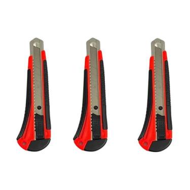 Imagem de Kit Com 3 Estiletes Profissional Emborrachado de 18mm + 9 Lâminas - LL