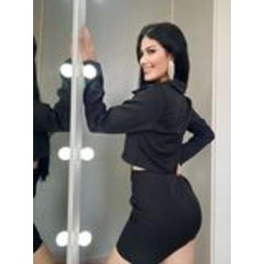 Imagem de Conjunto alfaiataria saia e cropped com manga luxo GG - BY