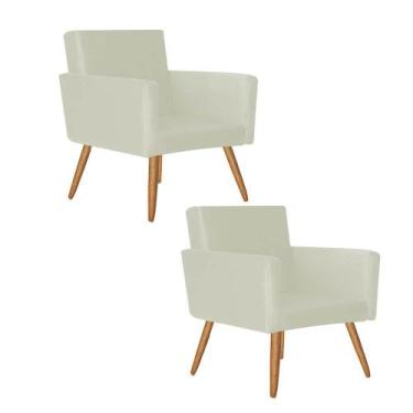 Imagem de Kit 02 Poltrona Cadeira Nina Decorativa Recepção Sala De Estar materia