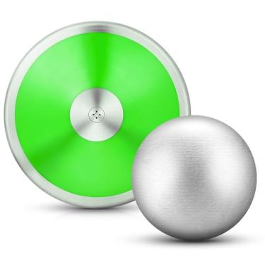 Imagem de Silipull Conjunto de 2 peças de bola de arremesso e disco de arremesso de ferro 1 kg de disco de treinamento de 5,4 kg, equipamento de treinamento de atletismo para meninos e meninas, iniciantes