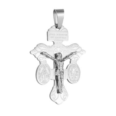 Imagem de COTTVOTT Crucifixo de indulgência de perdão com São Bento e Medalha Milagrosa Tripla Ameaça Crucifixo Criação de Colar Pingente Cruz, Mulheres Homens Católica Pingente Pingente Pingente de Cruz (Cor