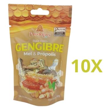 Imagem de Bala com Gengibre e Mel & Própolis 60g Kit com 10 - Prodapys