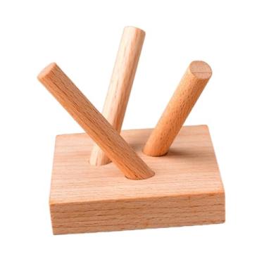 Imagem de Colaxi Suporte de exibição de madeira com base elegante, organizador multifuncional, suporte de esfera, pedestal para escritório, fazenda, festa, decoração, Cor de Madeira Clara