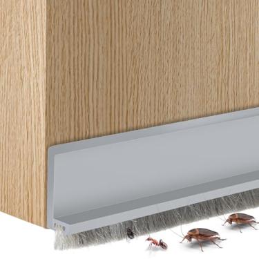 Imagem de xbaiyanr 2 Peças De Limpador Porta Para A Parte Inferior Da Porta, Rolha Corrente Ar Integrada Com Escova, Vedação Autoadesiva, Proteção Contra Poeira, Frio, Calor E Ruído 39,37" C/2" L (Cinza)