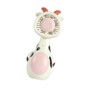 Imagem de UxicRuya Ventilador de Mão Pequeno, Mini Ventilador de Resfriamento, Animal Fofo, Ventilador de Mão Portátil Leve, Pequeno Pessoal Interno E Externo, Vaca Branca