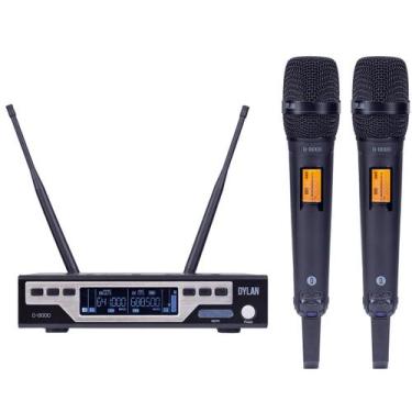 Imagem de Microfone sem fio Dylan D-8000s Vocal Duplo UHF Preto