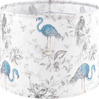Imagem de GOSO Abajur médio com impressão de fibra de poliéster, flamingo, tambor, abajur para mesa, luminária de chão, luminária pendente DIY, pendurar na parede, 33 polegadas superior x 33 cm inferior x 25 cm