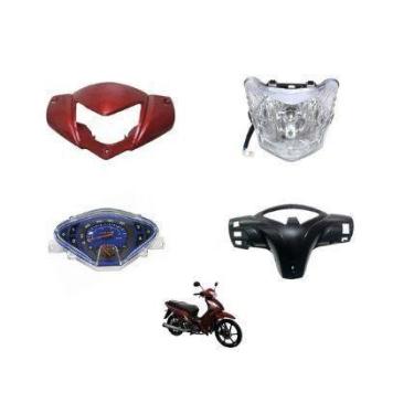 Imagem de Kit Carenagem Farol Moldura Painel E Farol Jet 50 E Jet 125 - Vermelho