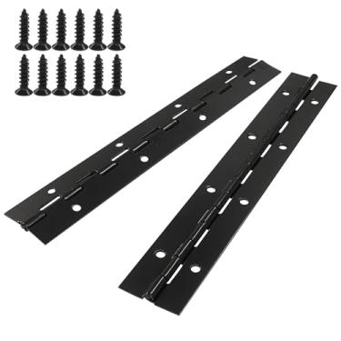 Imagem de Kemcatui 4 peças de dobradiças pretas de piano de 20 cm, dobradiças contínuas resistentes de aço inoxidável, ferragens dobráveis de espessura para barcos, armários, caixa de armazenamento de porta